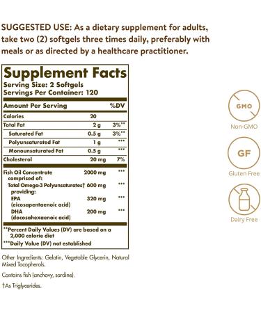 Solgar Omega 3 Fish Oil Concentrate - 240 Softgels | High-Potency Omega-3 Supplement - Buy Online on GoSupps.com