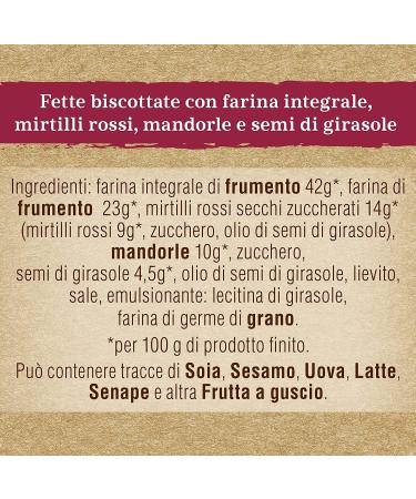 Italian Gourmet Mulino Bianco MiniFette Biscottes aux Cranberries & Amandes 3x90g Toast sucr s croustillants riches en fibres sans huile de palme petit-d jeuner & snack + Italian Gourmet Polpa - Buy Online on GoSupps.com