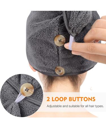 KinHwa Super Absorbent Quick Dry Hair Towel 3 Pack - Large Size, Anti-Frizz for Curly Long Thick Hair - Dark Grey - Buy Online on GoSupps.com