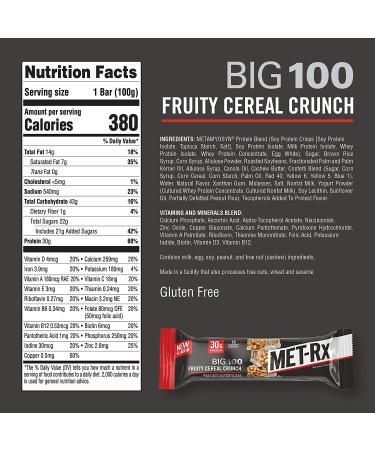MET-Rx Big 100 Colossal Protein Bars - Fruity Cereal Crunch 9 Count - Buy Online on GoSupps.com