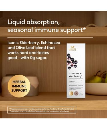 Harker Herbals Immune + Wellbeing Syrup Herbal Formula with Elderberry Echinacea & Olive Leaf High Absorption Wild Berry Flavor Plant-Based - 6.7 Fl oz (40 Servings) - Buy Online on GoSupps.com