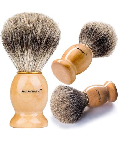 Shaveway 100% Original Pure Badger Shaving Brush. Engineered for the Best Shave of Your Life.For all methods,Safety Razor,Double Edge Razor,Staight Razor or Shaving Razor, This is the Best Badger Brush. Beige