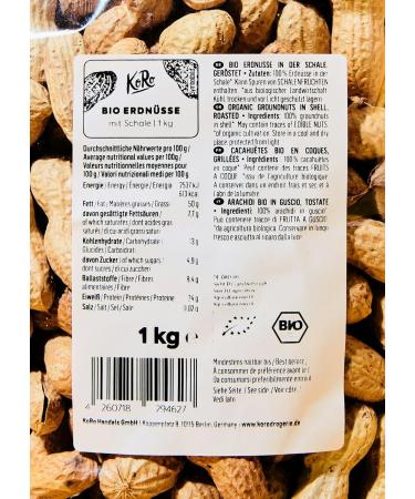KoRo - Organic unshelled peanuts 1 kg - Roasted - Pure taste - Organic quality - Buy Online on GoSupps.com