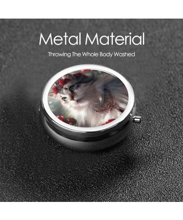 Cat Wearing Crown Portable Metal Pill Box - 3 Compartment Travel Case for Small Pills - Buy Online on GoSupps.com