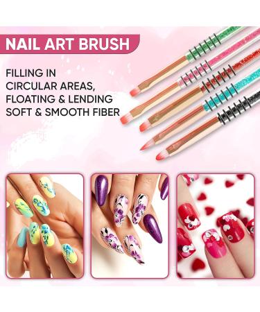 Dazzl Nail Art Brushes for Gel Nails - 8PCS Glitter Handle Brushes in 8 Designs for Painting, Dotting, Drawing - Alloy & Acrylic Material - Buy Online on GoSupps.com