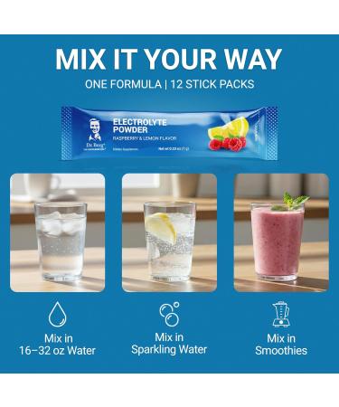 Dr. Berg (Improved Flavor) Sugar-Free Electrolyte Powder Packets with 1000 mg Potassium | Hydration Packets | Keto Electrolytes for Energy Recovery & Daily Hydration | 12 Electrolyte Stick Packs - Buy Online on GoSupps.com