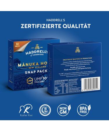Haddrell's of Cambridge | Miel de Manuka MGO 250+ Snap Packs | 10 Portions Individuelles de 8 g | Id al en D placement - Buy Online on GoSupps.com