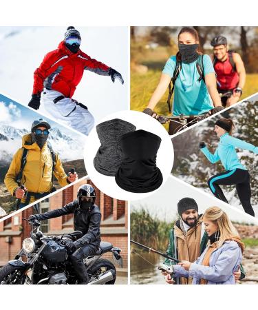 Kiiwah 2-Piece Multifunctional Hose Scarf | Elastic Neckerchief for Men & Women | Soft Loop Scarf & Windwear Neck Warmer for Outdoor Skiing Motorcycle Running Cycling - Black - Buy Online on GoSupps.com