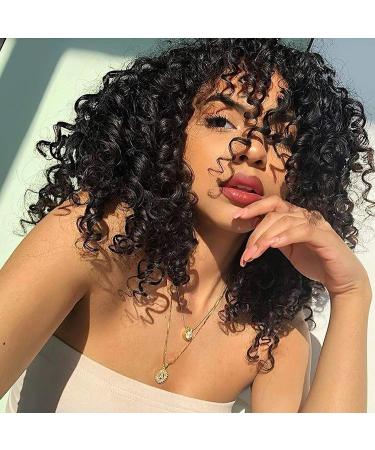 CiCi Short Curly Wig for Black Women - Afro Kinky Curly with Bangs, 12inch Front 14inch Back - Buy Online on GoSupps.com