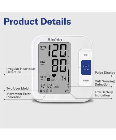 Alcedo Upper Arm Blood Pressure Monitor - Automatic Digital BP Machine with Wide-Range Cuff, LCD Screen, Talking Function, 2x120 Memory - For Home Use - Buy Online on GoSupps.com