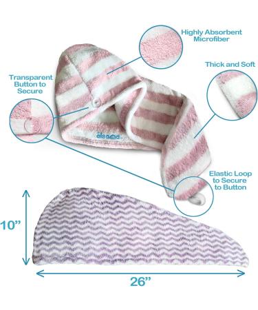 ALSAMA Microfiber Hair Towel Wrap - Anti Frizz Fast Drying Turban for Long Curly Hair - Ultra Soft Shower Cap & Hair Band (Pink Wavy - Buy Online on GoSupps.com