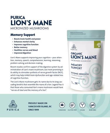 PURICA - Lion's Mane 1kg Powder Mushroom Supplement - Organic Support for Cognitive Wellness 1 kg (Pack of 1) - Buy Online on GoSupps.com
