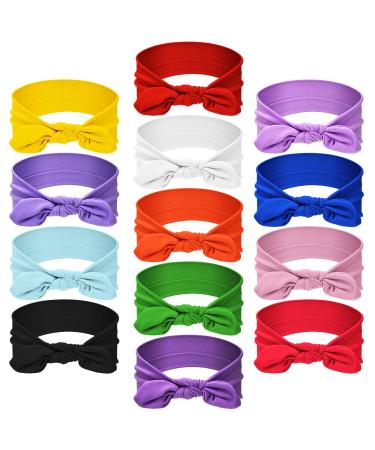 13 Pieces Hair Bands Bows Solid Color Knot Headwrap Bowknot Headbands Rabbit Ear Hairband Hair Accessories for Woman Girls, 13 Colors (Cute Color) - Buy Online on GoSupps.com
