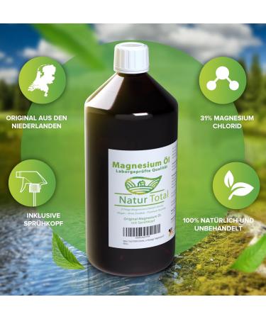 Premium Nature Total Zechstein Magnesium Oil Spray 1000ml - Pure High-Dose Relief for Skin Muscles Sports Sleep & Massage - No Stains or Residue - Buy Online on GoSupps.com