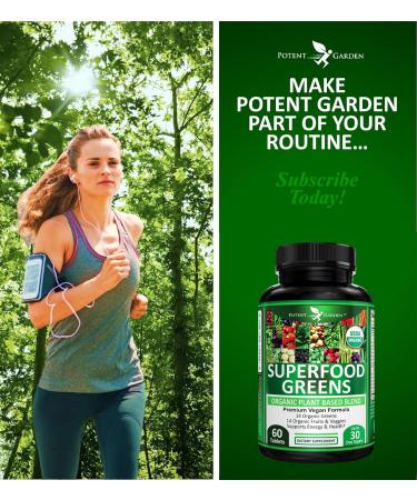 Potent Garden Organic Superfood Greens Fruit and Veggies Supplement Rich in Vitamins & Antioxidants with Alfalfa Beet Root & Tart Cherry to Boost Energy Immunity & Gut Health Greens Tablets 60 Ct - Buy Online on GoSupps.com