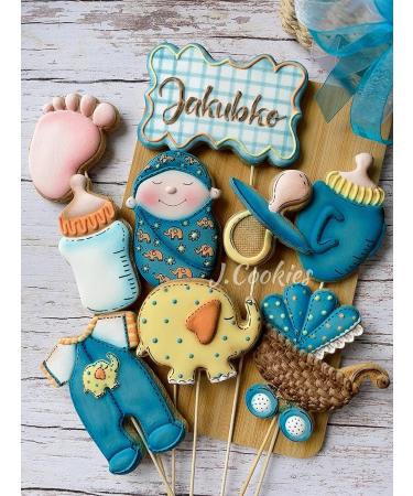 LILIAO Baby Shower Cookie Cutter Set - 10 Pcs Stainless Steel - Footprint, Dress, Carriage, Pacifier, Duck, Elephant, Bottle, Rattle, Ribbon Baby Biscuit Cutters - Buy Online on GoSupps.com