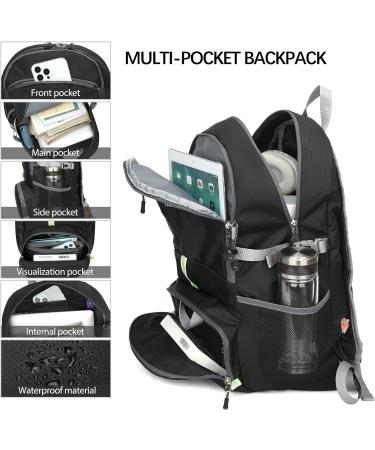 WEREWOLVES 35L Lightweight Hiking Backpack - Ultralight Foldable Water Resistant Daypack for Outdoor Sports and Travel - Black 35L - Buy Online on GoSupps.com
