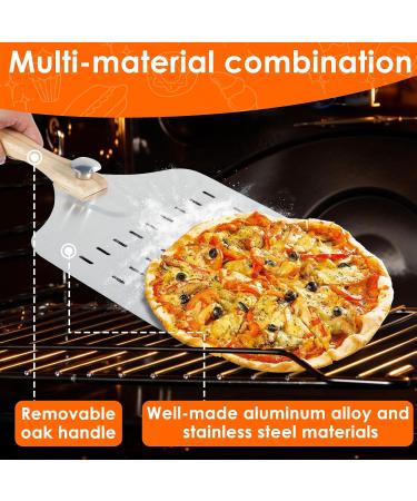 1/2Pcs Pizza Transfer Spatula Perforated Pizza Paddle with Rocker Cutter Multipurpose Pizza Turner Peel with Pizza Cutter Lightweight Pizza Spatula with Wood Handle for Baking Pizza 60.5x30.3x1.6cm CA Shake Silver - Buy Online on GoSupps.com
