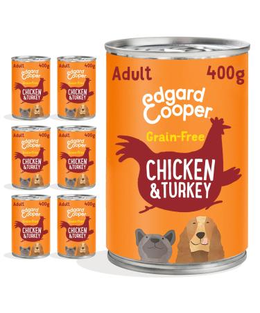 Edgard & Cooper Natural Grain Free Canned Adult Wet Dog Food Pate 400g x 6 Fresh Chicken & Turkey, Tasty & Balanced Healthy Diet, Fresh Meat