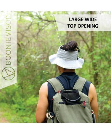 BOONIEVISOR Topless Sun Hat Wide Brim UPF 50 Outdoor Hat Navy - Perfect for Ponytail, Curly Hair, Messy Bun, and Dreadlocks - Buy Online on GoSupps.com