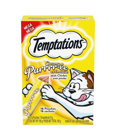 Temptations Creamy Puree Adult Lickable Cat Treats Chicken Multi Pack 16 pouches 192g Chicken Multi Pack 192 g (Pack of 1)