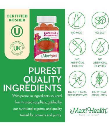 Vitamin C Gummies with Zinc - Respiratory and Immune Support - 60 Fruit Shaped Gummies - No Preservatives - Maxi-Health - Buy Online on GoSupps.com