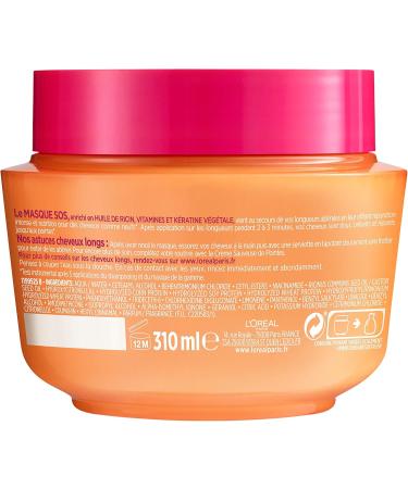 L OR AL PARIS - SOS Keratin Repair Mask - Long Hair - Enriched with Castor Oil and Vegetable Keratin - Elseve Dream Long - 310 ml - Buy Online on GoSupps.com