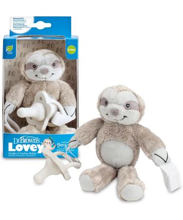 Dr. Brown's Baby Lovey Pacifier & Teether Holder Sloth with Grey HappyPaci 100% Silicone 0-6m Happypaci & Sloth - Buy Online on GoSupps.com