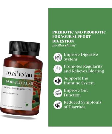 MEIBOTAN Bacillus clausii Probiotics for Women & Men Helps Digestive Issues Boost Immunity and May Help in Prevent Infections 25 Billion CFU Probiotic - 60 Veggie Capsules - Buy Online on GoSupps.com