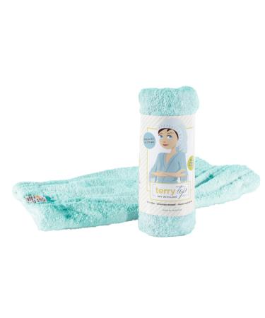 Terry Top Hair Towel  Head Wrap. Super Absorbent 100% Terry Cotton. Keeps Hair Off Your Face. No Twist  No Harm  No Hassle. Aqua Breeze