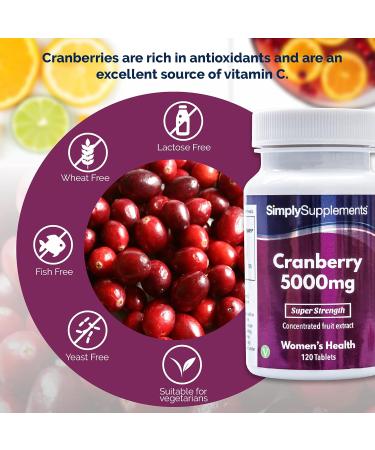 Cranberry Tablets 5000mg with Vitamin C - 120 Tablets for Immune Support | Herbal Supplement - Buy Online on GoSupps.com