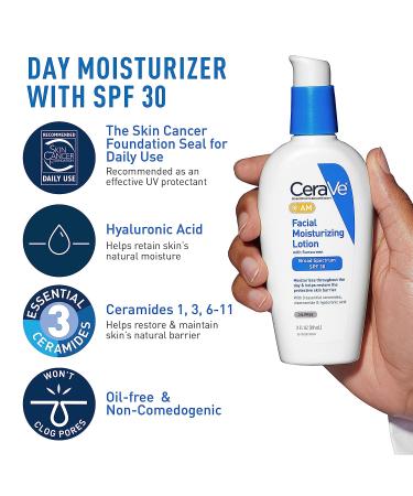 CeraVe AM & PM Face Moisturizer with SPF + Hydrating Face Wash Set | Travel Size Skin Care Routine for Morning & Night | 3oz Lotion + 3oz Lotion + 3oz Cleanser - Buy Online on GoSupps.com