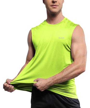 Cakulo Men's Sleeveless Workout Swim Shirts 3-Pack - Quick Dry Beach Pool Tech Tank Tops - Neon Orange/Yellow/Pink - Large - Buy Online on GoSupps.com
