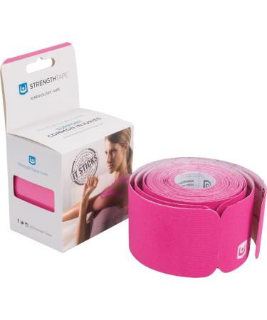 StrengthTape Kinesiology Tape 5 Meter Precut roll Supports Injuries During Recovery Pink Precut - Buy Online on GoSupps.com