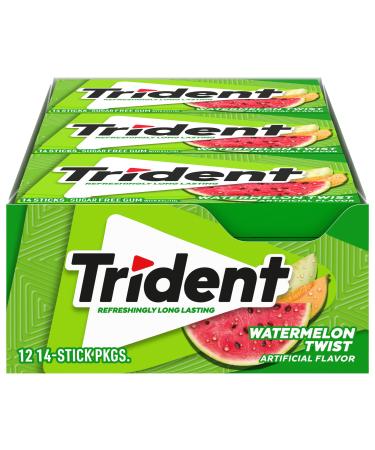 Trident Watermelon Twist Sugar Free Gum, 14 Count (Pack of 12)