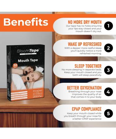 BloomTape Advanced Mouth Tape (30 Count) for Restful Sleep | Ideal for Mouth Breathers, Snorers & Sleep Apnea | Beard-Friendly Design for Comfort | Black Label - Buy Online on GoSupps.com