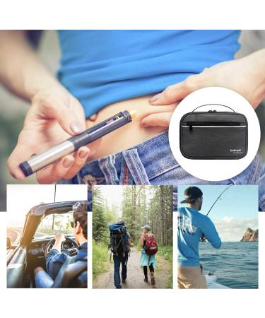 LAVIEVERT Diabetes Travel Carry Bag Insulin Cooler Case Diabetic Medication Cooler Diabetic Care Organizer with a Shoulder Strap and 4 Ice Packs - Dark Gray - Buy Online on GoSupps.com