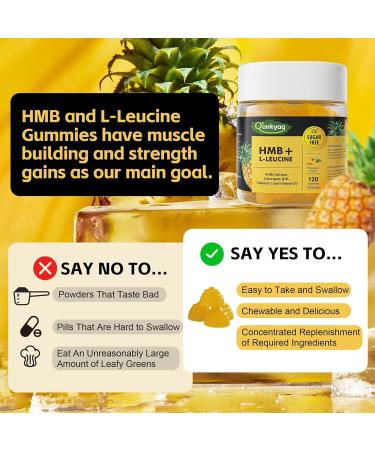 Q'ankyaq 3000mg HMB Supplements Chewable Muscle Growth & Relief Workout Recovery for Elder with Vitamin D3 Sugar Free 120 Counts - Buy Online on GoSupps.com