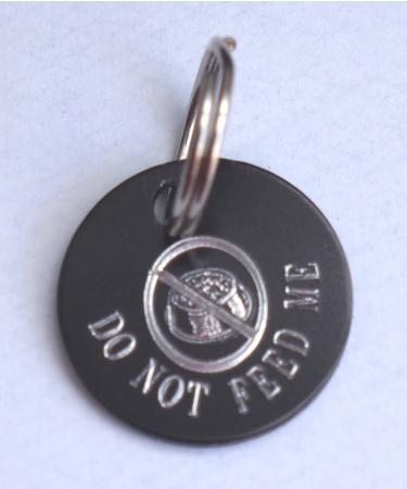 DO NOT Feed CAT Safety ID TAG Personalised ON Reverse with Your Choice of Text - Black with Food Bowl Motif