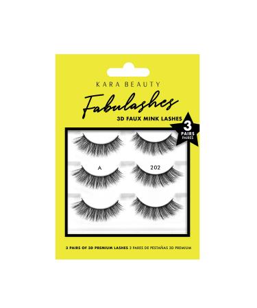 KARA BEAUTY FABULASHES 3 IDENTICAL PAIRS Multi-pack 3D Faux Mink False Eyelashes - Style KA3202
