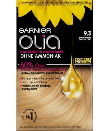 Garnier Olia Hair Colour Hair Dye Contains 60% Flower Oil for Deep Colour without Ammonia Pack of 3 Very light golden blonde - Buy Online on GoSupps.com