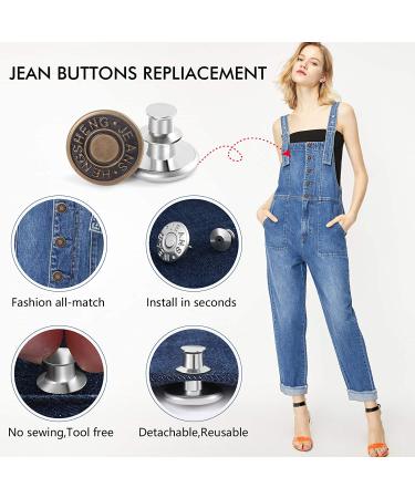 Adjustable Metal Jean Buttons Pins - 12 Sets for Loose Jeans - No Sew Instant Replacement - Snap Tack Pants Button Tightener by Ceryvop - Buy Online on GoSupps.com