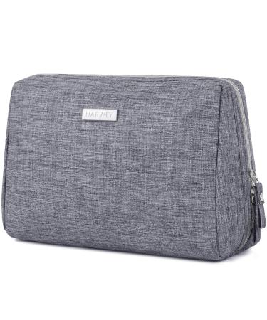 Large Makeup Bag Zipper Pouch Travel Cosmetic Organizer for Women and Girls (Large, Grey) Large (Pack of 1) A-Grey