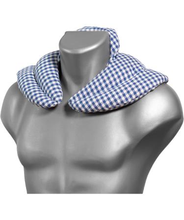 2-in-1 Neck Pillow with Stand-Up Collar - Blue-White Heat & Cold Therapy - Rapeseed Filling for Comfort - Buy Online on GoSupps.com