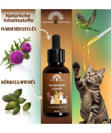 Adema Natural Wurmidin Liquid | Natural Worm Cure for Dogs Cats Rabbits Sheep Poultry & Birds | 50 ml Worm Treatment Alternative - Buy Online on GoSupps.com