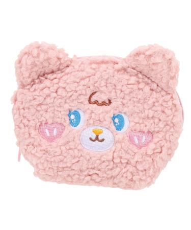 Plush cosmetics pocket wallet for girls travel culture bag mini money exchange Small travel bag Small cultural bag zippered money exchange multifunction travel women bond rose 15.5x12x5.5cm