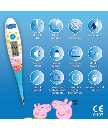 Peppa Pig Digital Thermometer - Fast 10 Second Reading - Fever Alarm - Flexible Tip - CE Certified - Jellyworks - Buy Online on GoSupps.com