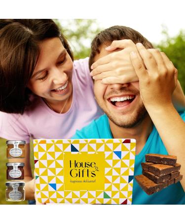 Chocolate Brownie Gift Box by Post | 8 Hand Baked Brownies with Unique Preserves Spreads Including Salted Caramel Chocolate & Banoffee - Buy Online on GoSupps.com