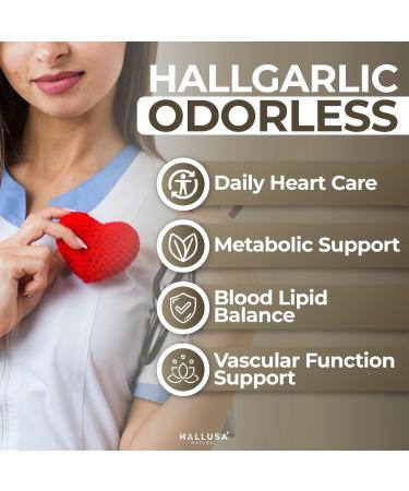 Hallusa Natural Odorless Garlic 500 mg Softgels | Heart Health & Cholesterol Support | Allium Sativum Garlic Supplement | Fresh Garlic Bulb Extract | 60 Softgels - Buy Online on GoSupps.com