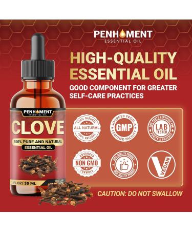 PENHOMENT Organic Clove Essential Oil for Teeth and Gums - Perfect Solution for Toothache, Oral Care, Skin & Hair 1 FL Oz - Buy Online on GoSupps.com